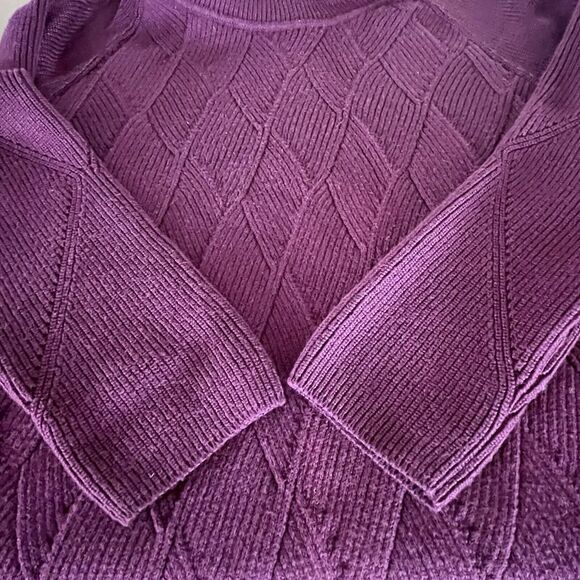 Talbots Size‎ 1X Soft Cowlneck Diamond Motif Knit Pullover Sweater Maroon - Picture 5 of 9